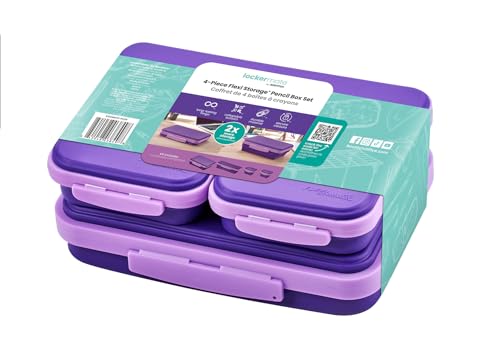 LockerMate by Bostitch Flexi Aufbewahrungsbox, 4-teiliges Set, zusammenklappbares Federmäppchen, Design für Bastel- und Schulbedarf, Lila LockerMate by Bostitch Flexi Aufbewahrungsbox, 4-teiliges Set, zusammenklappbares Federmäppchen, Design für Bastel- und Schulbedarf, Lila von LockerMate
