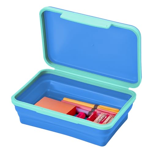LockerMate by Bostitch Flexi Aufbewahrungsbox mit Deckel, Faltbares Federmäppchen, Design für Bastel- und Schulbedarf, Blau LockerMate by Bostitch Flexi Aufbewahrungsbox mit Deckel, Faltbares Federmäppchen, Design für Bastel- und Schulbedarf, Blau von LockerMate