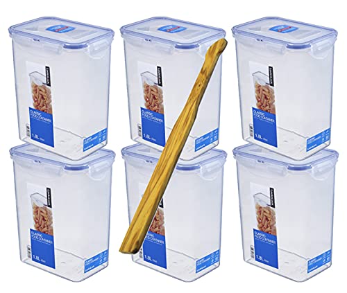 Lock&Lock Frischhalteboxen Set 6-teilg 6xHPL813 1,8L) und SeleXions Multifunktion Olivenholz-Spachtel von LocknLock
