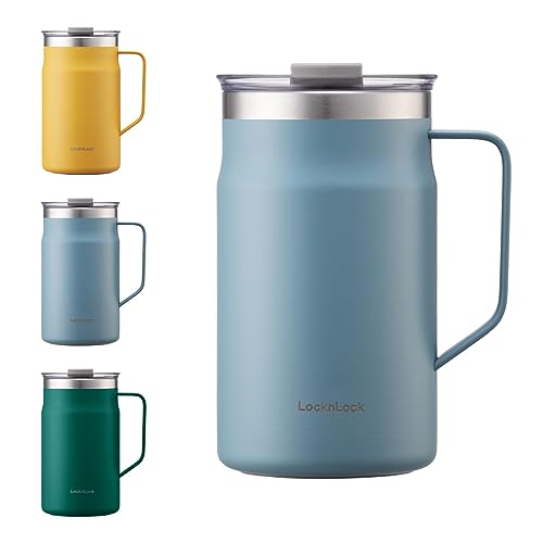 LocknLock Metro Becher Premium 18/8 Edelstahl doppelwandig isoliert mit Griff, perfekt für Tisch mit Deckel, blau, 590 ml LocknLock Metro Becher Premium 18/8 Edelstahl doppelwandig isoliert mit Griff, perfekt für Tisch mit Deckel, blau, 590 ml von LocknLock