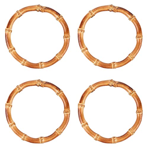 4 x runde Bambus-Taschengriff-Ersatzgriffe für Handtaschen, handgefertigte , Geldbörsenherstellung, Griffe für Handtaschen, Basteln von Lodokdre