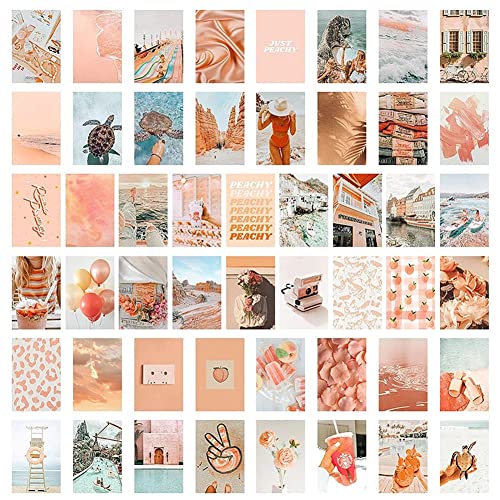 50 Stück Pfirsich-Strand-ästhetische Bilder für Wand-Collage, Boho-, Collage-Druck-Set, blaugrün, Raumdekorationen für Mädchen von Lodokdre