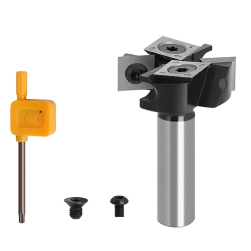 Lodoot Vierschneidiges Schneidemesser mit eingelegtem Brett, praktischer 4-Slot-Abfallbrett-Oberflächenbehandlung, Fräser-Bit, 12 mm/8 mm Schaft, Fräser-Bit, herausnehmbarer Einsatz, Holzbearbeitung von Lodoot