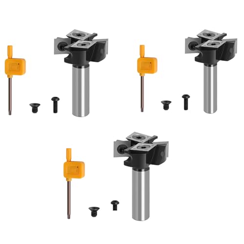 Lodoot Vierschneidiges Schneidemesser mit eingelegtem Brett, praktischer 4-Slot-Abfallbrett-Oberflächenbehandlung, Fräser-Bit, 12 mm/8 mm Schaft, Fräser-Bit, herausnehmbarer Einsatz, Holzbearbeitung von Lodoot