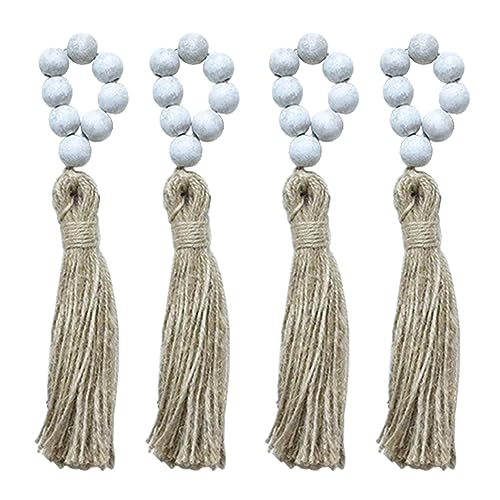 Serviettenschnallen, Holzperlen, Quasten, Serviettenhalter, Weihnachtsdekoration, Serviettenschnalle, Abendessen, Tischdekoration, elegantes Wohnaccessoire, 4 Stück Serviettenschnallen, Holzperlen, Quasten, Serviettenhalter, Weihnachtsdekoration, Serviettenschnalle, Abendessen, Tischdekoration, elegantes Wohnaccessoire, 4 Stück von Lodoot