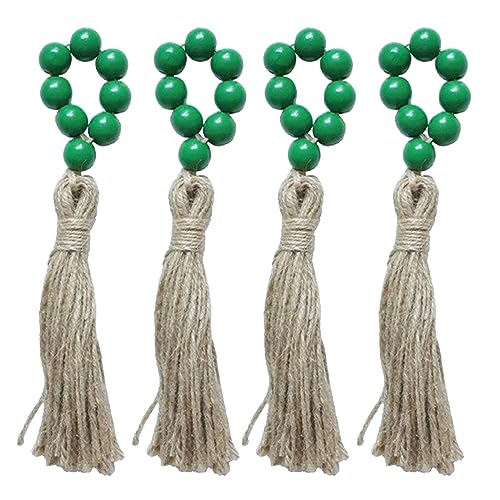 Serviettenschnallen, Holzperlen, Quasten, Serviettenhalter, Weihnachtsdekoration, Serviettenschnalle, Abendessen, Tischdekoration, elegantes Wohnaccessoire, 4 Stück Serviettenschnallen, Holzperlen, Quasten, Serviettenhalter, Weihnachtsdekoration, Serviettenschnalle, Abendessen, Tischdekoration, elegantes Wohnaccessoire, 4 Stück von Lodoot