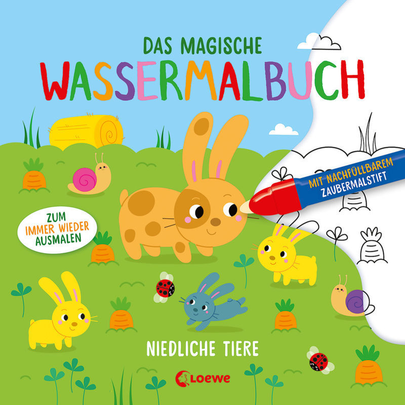 Das Magische Wassermalbuch - Niedliche Tiere, Kartoniert (TB) von Loewe Verlag