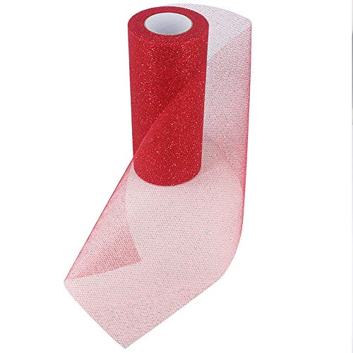 Glitzernder Tüll, Stoffband-Rolle, glänzendes Netzband, 15,2 cm breit, 22,8 m Länge, für Tutu-Rock, Hochzeitsdekoration, Tischläufer rot Glitzernder Tüll, Stoffband-Rolle, glänzendes Netzband, 15,2 cm breit, 22,8 m Länge, für Tutu-Rock, Hochzeitsdekoration, Tischläufer rot von Log-Cabin