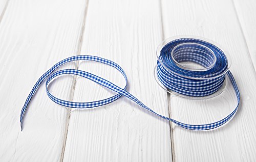 Logbuch-Verlag Geschenkband blau weiß kariert Karo Band 20 m x 10 mm von Logbuch-Verlag