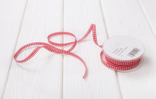 Logbuch-Verlag rot weiß kariertes Geschenkband Karoband Schleifenband zum Basteln 20 m x 6 mm von Logbuch-Verlag