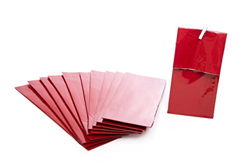 Logbuch-Verlag 10 rote Papiertüten mit Boden 7 x 4 x 20,5 cm - lebensmittel geeignete Tüten - Gewürztüten Teetüten Kekstüten zum Befüllen von Logbuch-Verlag