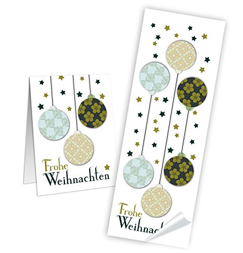 Logbuch-Verlag 10 Frohe Weihnachten Weihnachtssticker grün weiß neutral Weihnachtskugeln Geschenk-Aufkleber 5 x 14,8 cm Logbuch-Verlag 10 Frohe Weihnachten Weihnachtssticker grün weiß neutral Weihnachtskugeln Geschenk-Aufkleber 5 x 14,8 cm von Logbuch-Verlag