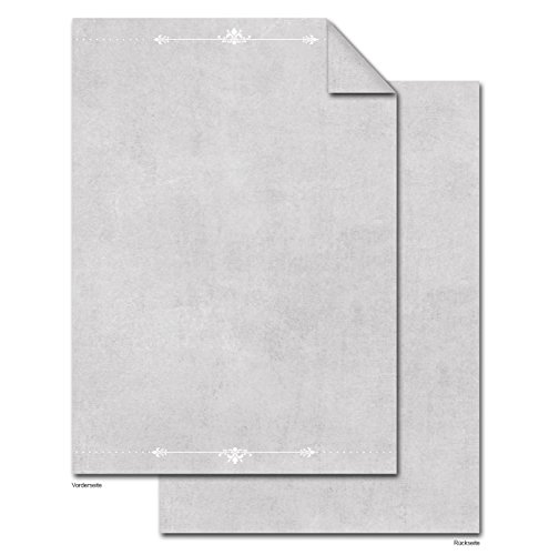 Logbuch-Verlag 100 DIN A4 Blatt GRAU weiße Ornamente Briefpapier BEIDSEITIG 100g Einladung Kondolenz Speisenkarte Druckerpapier Schreiben Trauer von Logbuch-Verlag