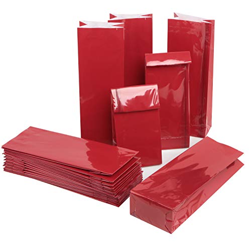 Logbuch-Verlag 100 rote Papiertüten mit Boden 7 x 4 x 20,5 cm - lebensmittel geeignete Tüten - Gewürztüten Teetüten Kekstüten zum Befüllen von Logbuch-Verlag