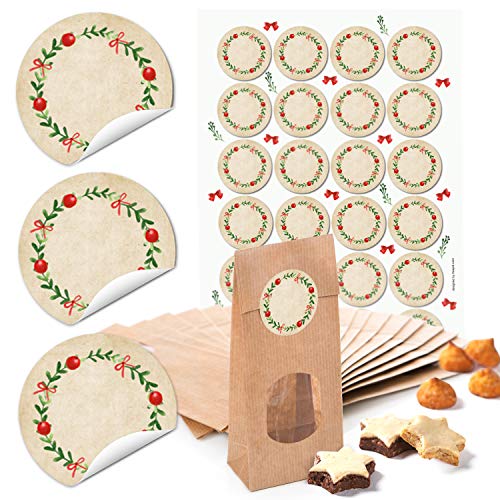 24 kleine braune Papiertüten mit Fenster Boden und Pergamin-Einlage 7 x 4 x 20,5 cm + 24 runde Aufkleber 4 cm Advent Kranz rot grün beschreibbar weihnachtliche Geschenkverpackung 24 kleine braune Papiertüten mit Fenster Boden und Pergamin-Einlage 7 x 4 x 20,5 cm + 24 runde Aufkleber 4 cm Advent Kranz rot grün beschreibbar weihnachtliche Geschenkverpackung von Logbuch-Verlag