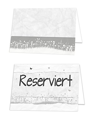 Logbuch-Verlag 50 Reserviertschilder für Gastronomie Hotel Restaurant Tischkarten für Tisch-Reservierung grau weiß floral von Logbuch-Verlag