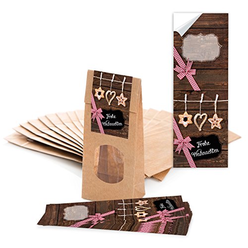 Logbuch-Verlag 50 braune Papiertüten mit Fenster 7 x 4 x 20,5 cm + 50 Aufkleber Frohe Weihnachten - Verpackung Gebäck Tee Weihnachtsplätzchen Pralinen Logbuch-Verlag 50 braune Papiertüten mit Fenster 7 x 4 x 20,5 cm + 50 Aufkleber Frohe Weihnachten - Verpackung Gebäck Tee Weihnachtsplätzchen Pralinen von Logbuch-Verlag