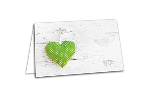 Logbuch-Verlag 50 Tischkarten weiß grün hellgrün gepunktetes HERZ Sitzkarten Hochzeit Geburtstag Kommunion Taufe von Logbuch-Verlag