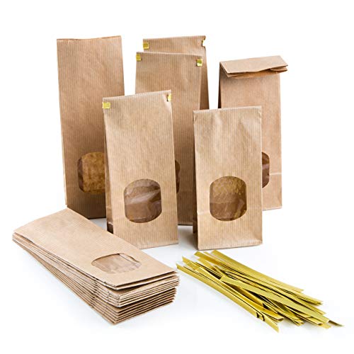Braune Blockbodenbeutel, 25 Stück: Papiertüten mit Sichtfenster, Tüten Klein, Kekstüten Braun, Geschenktüte Weihnachten für Lebensmittel, Kraftpapiertüten, Papiertüte mit Verschluss, 7 x 4 x 20,5 cm Braune Blockbodenbeutel, 25 Stück: Papiertüten mit Sichtfenster, Tüten Klein, Kekstüten Braun, Geschenktüte Weihnachten für Lebensmittel, Kraftpapiertüten, Papiertüte mit Verschluss, 7 x 4 x 20,5 cm von Logbuch-Verlag