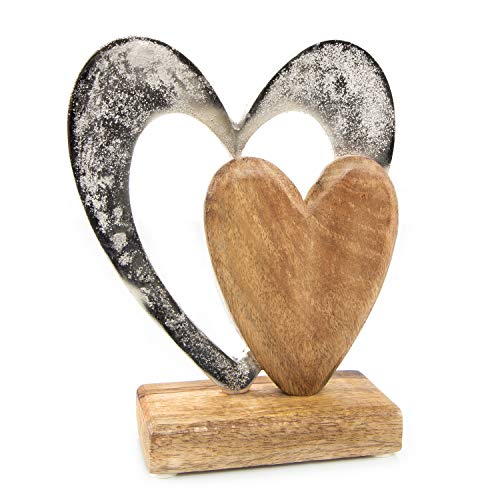 Deko-Figur Herz: Dekofigur zum Hinstellen, Skulptur Metall & Holz, Geschenk Hochzeit, Geburtstag & Valtentinstag, Dekoration Wohnzimmer & Flur, Dekofiguren Modern, Holzdeko Sideboard, 21 x 16 x 6 cm Deko-Figur Herz: Dekofigur zum Hinstellen, Skulptur Metall & Holz, Geschenk Hochzeit, Geburtstag & Valtentinstag, Dekoration Wohnzimmer & Flur, Dekofiguren Modern, Holzdeko Sideboard, 21 x 16 x 6 cm von Logbuch-Verlag