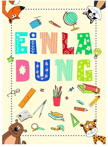 Einladungskarte Tiere Schulanfang Kindergeburtstag – Postkarte mit Tiermotiven für Schule & Kindergeburtstag – Logbuch-Verlag von Logbuch-Verlag