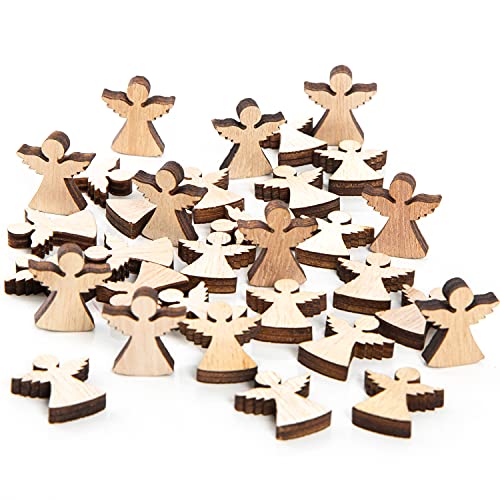 Engel Streudeko, 32 Stück: Mini Holzteile Set, Kleine Schutzengel aus Holz, Glücksbringer, Tischdeko Braun, Geschenk & Give-away, Hölzerne Tisch-Deko, Zum Dekorieren & Basteln, Holzdeko, Klein, 2 cm von Logbuch-Verlag