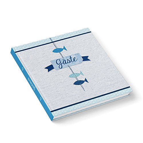Logbuch-Verlag Gästebuch Kommunion mit Fische blau weiß türkis Taufe Firmung Geburtstag Hochzeit quadratisch 21 x 21 cm von Logbuch-Verlag