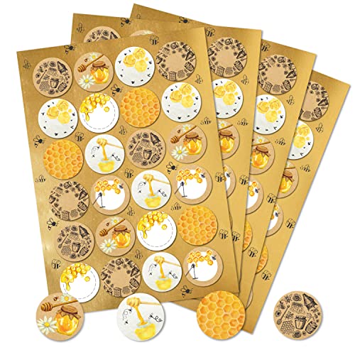 Honig-Aufkleber, 96er Set: Runde Sticker für Honiggläser & Geschenke, Honigetiketten zum Beschriften & Selbst Gestalten, Klebeetiketten, Selbstklebend, Kraftpapier-Optik, Honigaufkleber Imker, Ø 4 cm Honig-Aufkleber, 96er Set: Runde Sticker für Honiggläser & Geschenke, Honigetiketten zum Beschriften & Selbst Gestalten, Klebeetiketten, Selbstklebend, Kraftpapier-Optik, Honigaufkleber Imker, Ø 4 cm von Logbuch-Verlag