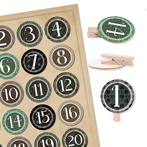 Logbuch-Verlag 1-24 Zahlen Sticker zum DIY Adventskalender basteln: Aufkleber + Holzklammern Holz Scheibe 4 cm Aufkleben beige grün schwarz Weihnachtskalender Logbuch-Verlag 1-24 Zahlen Sticker zum DIY Adventskalender basteln: Aufkleber + Holzklammern Holz Scheibe 4 cm Aufkleben beige grün schwarz Weihnachtskalender von Logbuch-Verlag