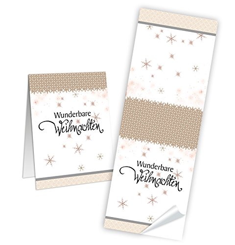 Logbuch-Verlag 10 Aufkleber WUNDERBARE WEIHNACHTEN 5 x 14,8 cm Geschenksticker Geschenkaufkleber weihnachtlich Verpackung give-away Paketaufkleber von Logbuch-Verlag