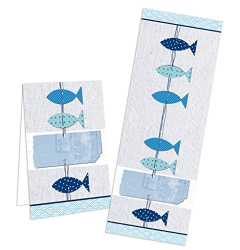 Logbuch-Verlag 10 FISCHE Aufkleber türkis blau weiß 5 x 14,8 cm maritim Deko Sticker selbstklebend Etikett Banderole Geschenkaufkleber Taufe Kommunion von Logbuch-Verlag