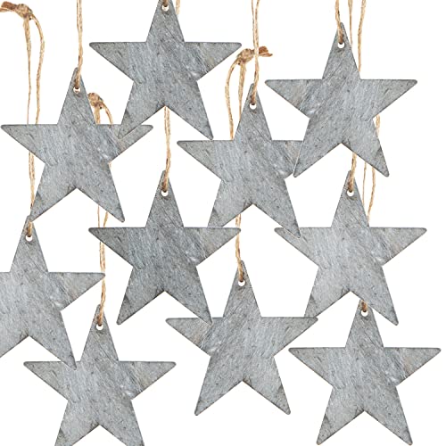 Logbuch-Verlag 10 Holzsterne Sterne Holz zum Aufhängen grau Weihnachten Baumschmuck 10 cm von Logbuch-Verlag