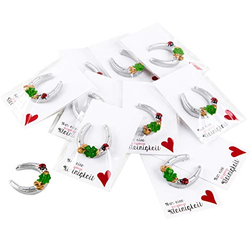 Logbuch-Verlag 10 mini Geschenke Glücksbringer mit Karte eine Kleinigkeit Silvester give-Away Hufeisen von Logbuch-Verlag