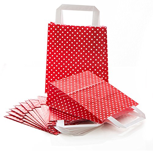 Logbuch-Verlag 10 Papiertüten rot weiß gepunktet Papierbeutel Geschenktüte zum Befüllen Ostern Geburtstag Geschenkverpackung 18 x 8 x 22 cm von Logbuch-Verlag