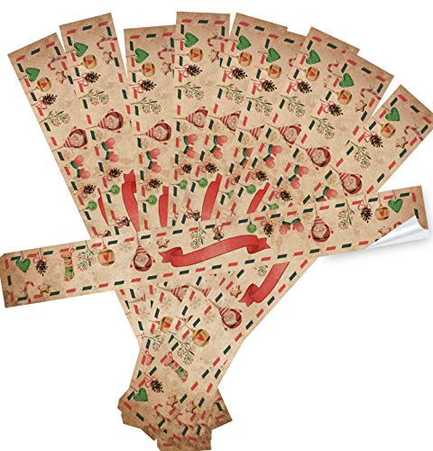 Logbuch-Verlag 10 Vintage Weihnachtsaufkleber extra groß zum Beschriften braun rot 5 x 42 cm - XXL Aufkleber für Weihnachtsschachteln von Logbuch-Verlag