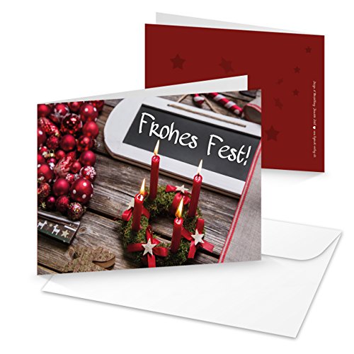 Logbuch-Verlag 10 Weihnachtskarten DIN A6 - Weihnachten Karten MIT KUVERT - Klappkarte Doppelkarte weihnachtlich von Logbuch-Verlag