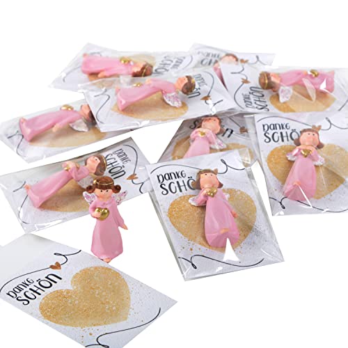 Logbuch-Verlag 10 kleine Schutzengel Geschenke Engel Figur mit Dankeskarte rosa pink Dankesgeschenk Taufe Kommunion von Logbuch-Verlag