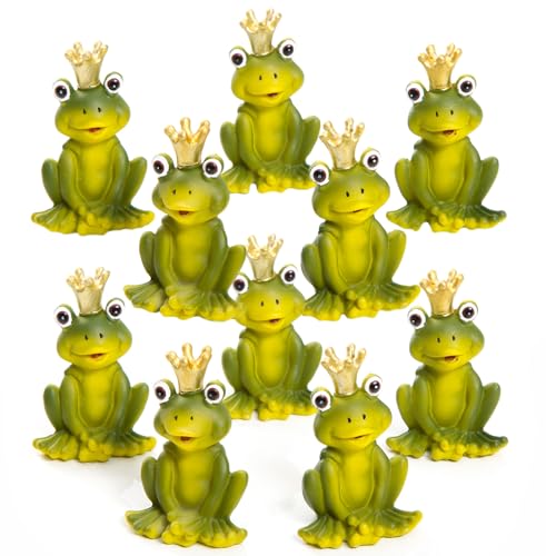 Logbuch-Verlag 10 kleine grüne Frösche Froschkönige goldene Krone Frosch-Figur Tisch-Deko Mitgebsel Gastgeschenk give-Away Kinder-Geburtstag Kunden von Logbuch-Verlag