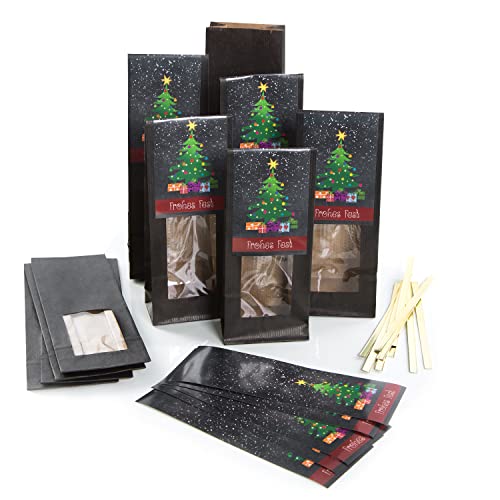 Logbuch-Verlag 10 weihnachtliche Papiertüten mit transparentem Sichtfenster 8,5 x 26,5 x 5 cm - Verpackung für Kekse Weihnachtsplätzchen von Logbuch-Verlag