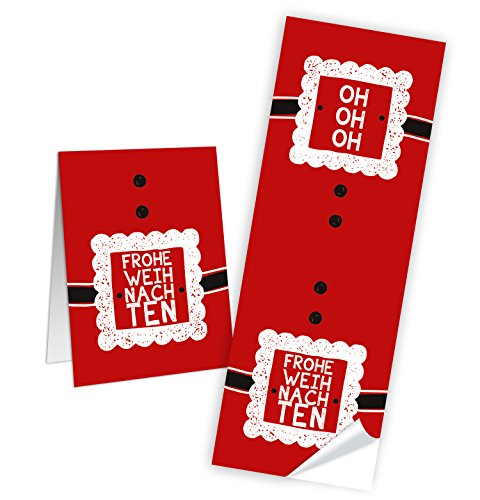 Logbuch-Verlag 100 Aufkleber HOHOHO Frohe WEIHNACHTEN rot weiß schwarz Banderole 5 x 14,5 cm selbstklebend Sticker Etikett Verpackung Geschenkaufkleber von Logbuch-Verlag