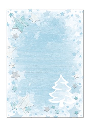 Logbuch-Verlag 100 Blatt Weihnachtsbriefpapier Baum weiß blau Weihnachten Briefpapier Kopierpapier für Kunden Mitarbeiter Briefpapier weihnachtlich DIN A4 von Logbuch-Verlag
