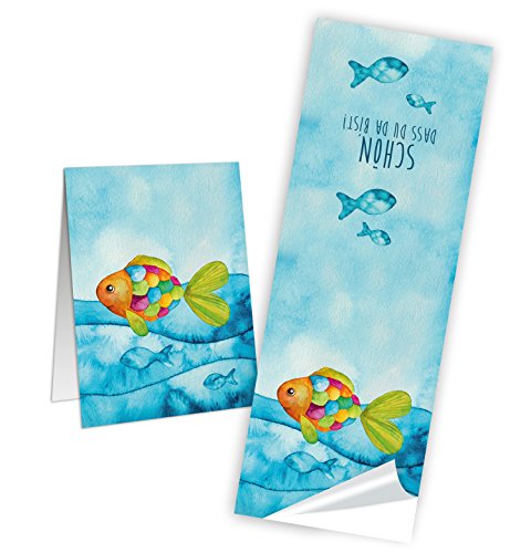 Logbuch-Verlag 100 Fische Aufkleber SCHÖN DASS DU DA BIST Kinder Regenbogenfisch Tischdeko Kommunion Geburtstag Schulanfang Fest 5 x 14,8 cm Sticker Banderole give-away Logbuch-Verlag 100 Fische Aufkleber SCHÖN DASS DU DA BIST Kinder Regenbogenfisch Tischdeko Kommunion Geburtstag Schulanfang Fest 5 x 14,8 cm Sticker Banderole give-away von Logbuch-Verlag