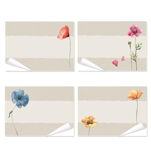 Logbuch-Verlag 100 Geschenketiketten zum Beschriften grau bunt floral 4 x 25 Aufkleber Sticker zum Beschriften für Namen Ordnungsaufkleber 7,4 x 5,2 cm von Logbuch-Verlag