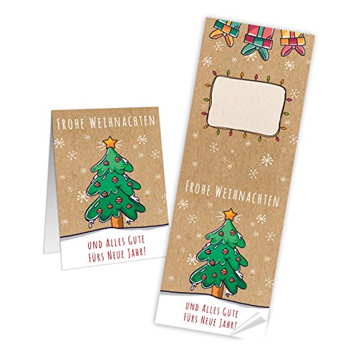 Logbuch-Verlag 100 Weihnachtsaufkleber Baum Karte Sticker Aufkleber Weihnachten 7 x 21 cm Kunden Geschäftspartner Firmen Unternehmen Verpackung Geschenk give-away von Logbuch-Verlag