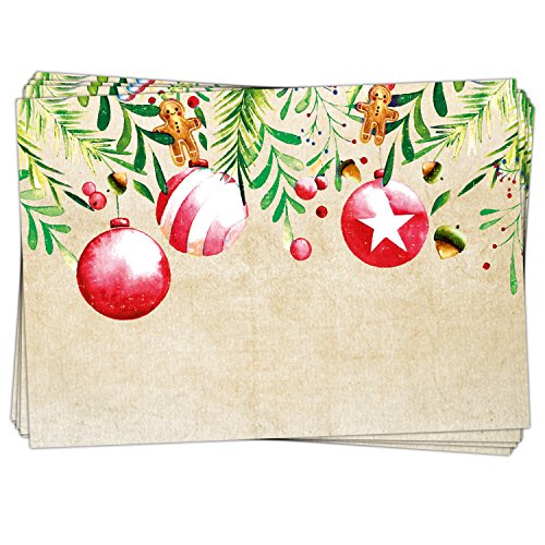 Logbuch-Verlag 100 Weihnachtsetiketten zum Beschriften 7 x 5 cm beige rot grün - Geschenkaufkleber Sticker Namensaufkleber Weihnachten von Logbuch-Verlag