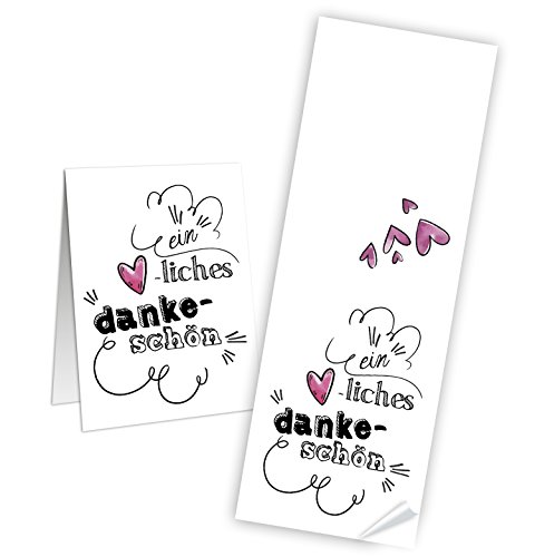 Logbuch-Verlag 100 große Aufkleber Geschenkaufkleber lang EIN HERZLICHES DANKESCHÖN 7 x 21 cm weiß rosa Danke Sticker Banderole von Logbuch-Verlag
