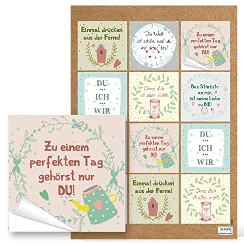 Logbuch-Verlag 12 Liebe Aufkleber quadratisch 6 cm für Freunde zum Geburtstag Weihnachten Freundschaft Sprüche Liebe von Logbuch-Verlag