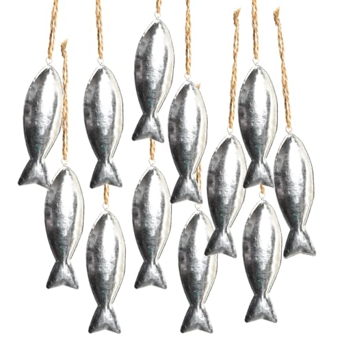 Logbuch-Verlag 12 Silber-farbene Metall Fische Kommunion Anhänger mit Schnur Blech Geschenkanhänger Taufe Deko maritim 9,5 cm Logbuch-Verlag 12 Silber-farbene Metall Fische Kommunion Anhänger mit Schnur Blech Geschenkanhänger Taufe Deko maritim 9,5 cm von Logbuch-Verlag