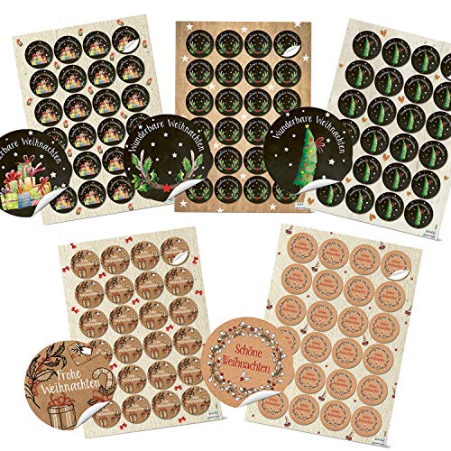 Logbuch-Verlag 120 Weihnachtsaufkleber Set 4 cm rund Kraftpapier Weihnachtsetiketten Frohe Weihnachten Text Aufkleber zum Geschenke verpacken Logbuch-Verlag 120 Weihnachtsaufkleber Set 4 cm rund Kraftpapier Weihnachtsetiketten Frohe Weihnachten Text Aufkleber zum Geschenke verpacken von Logbuch-Verlag