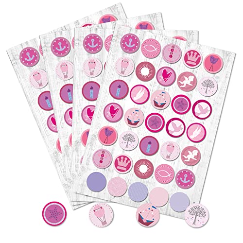 Logbuch-Verlag 140 runde rosa pink Aufkleber Sticker Fische Anker Krone Taufe Geburtstag Herz Basteln Mädchen Kommunion… von Logbuch-Verlag